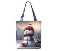 CPAQasg Merry Christmas Cute Snowman 1 Print Large Capacity Canvas Shoulder Bag Tote Lightweight For Beach Travel Everyday Use