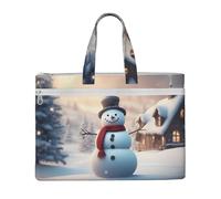 CPAQasg Merry Christmas Cute Snowman Print Large Capacity Canvas Tote File Bag For Documents Office Supplies Business Meetings