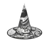 CPAQasg Monochrome Sketch Style Gaming Print Carnival Party Hat Season Hat For Adults Festive Cosplay Costume Accessory Wear