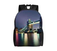 Cpaqasg Night London Tower Bridge Print Adults Large Capacity Waterproof Backpack Stylish Lightweight Hiking Or Commuting