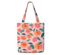 CPAQasg Pink Peach Pattern Seamless Pattern Print Large Capacity Canvas Shoulder Bag Tote Lightweight For Beach Travel Everyday Use