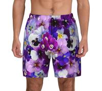 CPAQasg Purple Flower Print Mens Swim Trunks Quick Dry Board Shorts Mesh Lining, Breathable Beach Surf Shorts