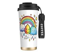 CPAQasg Rainbow Clouds Raindrop 1 Print Stainless Steel Coffee Cup Drinkware Beverages Cold Camping Office Travel Mug