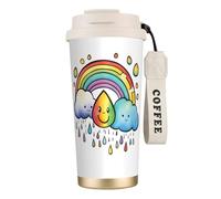 CPAQasg Rainbow Clouds Raindrop 1 Print Stainless Steel Coffee Cup Drinkware Beverages Cold Camping Office Travel Mug