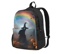 CPAQasg Rainbow Halloween Ghost Witch Hat Spiders Print Large Capacity Unisex Bag Water-Resistant For Hiking Travel Camping Commuting