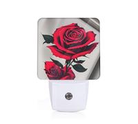 CPAQasg Red Rose Print Night Light for Home Decor Bedroom Hallway Bathroom for Nightlight Illumination