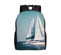 Cpaqasg Sailboat Ship Landscape Print Adults Large Capacity Waterproof Backpack Stylish Lightweight Hiking Or Commuting