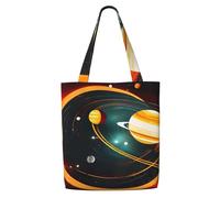 CPAQasg Solar System Jupiter Saturn Print Large Capacity Canvas Shoulder Bag Tote Lightweight For Beach Travel Everyday Use