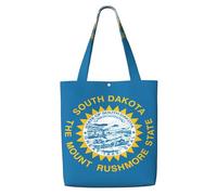 CPAQasg South Dakota Flag Print Large Capacity Canvas Shoulder Bag Tote Lightweight For Beach Travel Everyday Use