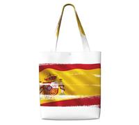 CPAQasg Spanish Flag Print Large Capacity Canvas Shoulder Bag Tote Lightweight For Beach Travel Everyday Use