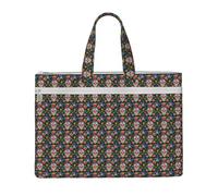 CPAQasg Sugar Skulls Flowers Print Large Capacity Canvas Tote File Bag For Documents Office Supplies Business Meetings