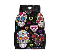 Cpaqasg Sugar Skulls Print Adults Large Capacity Waterproof Backpack Stylish Lightweight Hiking Or Commuting