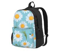 CPAQasg White Daisy In Light Blue Background Print Large Capacity Unisex Bag Water-Resistant For Hiking Travel Camping Commuting