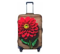 CPAQasg Wooden Board Retro Flower Red Dahlia Print Universal Suitcase Cover Elastic Protector Washable Travel Sleeve Luggage Coverage