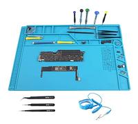 CPB S180 Large Soldering Mat Kit - Silicone Repair Mat Heat Resistant Magnetic Work Mat with ESD Wrist Strap and 3 Tweezers for Electronic, Computer, Phone - 21.6'' x 13.8''