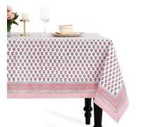 CPC - 100% Cotton Tablecloth Cover - Sapphire Iolite Blue Indian Hand Block Printed - 10-Seater 70x118 Inch - Washable Reusable Rectangular Dining Cloth for Home,Restaurant,Hotel, Event & Everyday Use