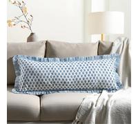 CPC Block Print Apatite Blue Ruffle Sham Pillow Cover 36 x 14 inch