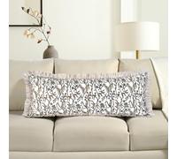 CPC Cocoa Vine Hand Block Print 100% Cotton Ruffle Throw Pillow Cover 14x36 inch with Hidden Zipper Decorative for Couch, Bed, Sofa, Farmhouse, Cottagecore Decor Gift Christmas Fall Thanksgiving