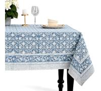 CPC Cotton Tablecloth 60x108 Inch Rectangle Indian Block Print Table Cloth- Green Washable Wedding, Dinning, Farmhouse, Floral Table Cover for Summer - Azure Regal