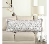CPC Sandstone Regal Hand Block Print 100% Cotton Ruffle Throw Pillow Cover 14x36 inch with Hidden Zipper Decorative for Couch, Bed, Sofa, Farmhouse, Cottagecore Decor Gift Christmas Fall Thanksgiving