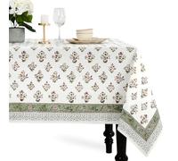 CPC Tablecloth 100% Cotton 60"x60" Indian Block Print Square Table Cover, Table Cloth for Weddings, Dining, Parties Tablecloth- Forest Green
