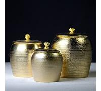 CPDDNGZMKK Pets Memorials European-style Golden Ceramics Ashes Urn Holder Pet Memorial Funeral Ashes Jar Urn Cremation Keepsake Pal Casket Funeral Box(1,S)