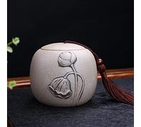 CPDDNGZMKK Pets Memorials Pottery Clay Urn For Human Ashes Chinese Painting Stoneware Caddy Airtight Pot Ceramic Storage Container Pet Casket Jar Funeral Box(L)