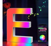 Cpeelsdo Light Up Letters RGB Color Changing, LED Letters Lights USB Powered, APP Control, Alphabet Sign Gaming Lights for Girls Women Party Birthday Christmas Valentine Wall Table Decor - E