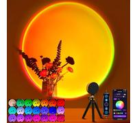 Cpeelsdo Sunset Lamp Projector with APP Control 360 Degree Rotation Sunlight Lamp Set Mood Lighting Multicolor Changing Led Lights for Room Bedroom Decor Christmas Gifts Photography for Women