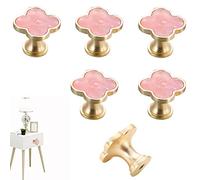 CPELLESSE 6 Pcs Clover Knobs Dresser Cabinets Kitchen Cupboard Pulls Drawer Wardrobe Shoe Cabinet Jewelry Box Pulls Furniture Coffee Table Single Hole Door Handles(Pink)