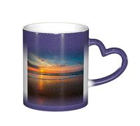 CPEOWZL Beach Wave Sunset Print Color Changing Mug in The Sky Ceramic Thermochromic Mug