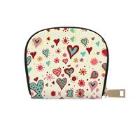 CPEOWZL Colorful Heart Pattern Print Leather Shell Card Bag Small and Convenient Storage Solution