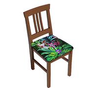 CPEOWZL Colorful Tropical Leaf Square Stool Covers Two Pieces - Elastic Bar Chair Covers For Square Bar Stool Seat