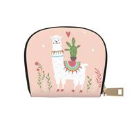 CPEOWZL Cute Hand Drawn Llama Print Leather Shell Card Bag Small and Convenient Storage Solution