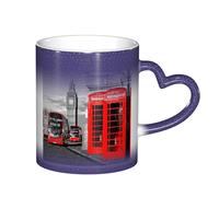 CPEOWZL England UK Retro London Telephone Print Color Changing Mug in The Sky Ceramic Thermochromic Mug