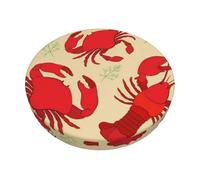 CPEOWZL Lobster And Crab Round Bar Stool Cover 12 Inch - Elastic Chair Seat Protector For Home, Office, Kitchen - 1 Pcs