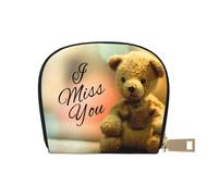 CPEOWZL Miss You Bear Print Leather Shell Card Bag Small and Convenient Storage Solution