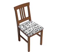 CPEOWZL Music Note Square Stool Covers Two Pieces - Elastic Bar Chair Covers For Square Bar Stool Seat