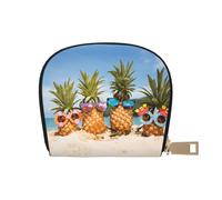 CPEOWZL Pineapple Fruit Sunglasses Sand Beach Print Leather Shell Card Bag Small and Convenient Storage Solution