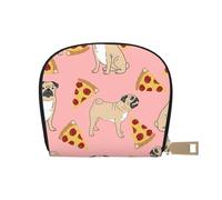CPEOWZL Pug Pizza Pink Print Leather Shell Card Bag Small and Convenient Storage Solution