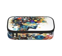 CPEXDGGEV Artificial Intelligence Brain Print Zipper Stationery Pen Bag,Washable Portable Pencil Case