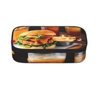 CPEXDGGEV Chicken Leg Burger Drink Print Zipper Stationery Pen Bag,Washable Portable Pencil Case