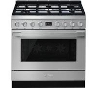 Smeg Portofino CPF9GPX 90cm Dual Fuel Range Cooker with Gas Hob and Pyrolytic Cleaning - Stainless Steel - A+ Rated, Stainless Steel