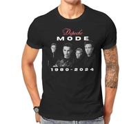 CPFJHY Depeche-Cool-Mode-80-24-Tshirt-Graphic-Men-Tops-Vintage-Summer-Cotton-Short-Sleeve-T-Shirt Black