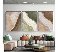 CPGG Art Print Set of 3 Abstract Canvas Painting Nordic Poster Brown Green Minimalist Texture Wall Art Living Room Home Decor Interior Kitchen Picture-60x80cm(No Frame)