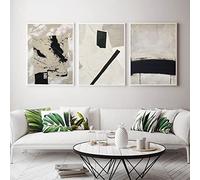 CPGG Art Print Set of 3 Beige Black Gray Abstract Poster Modern Minimalist Wall Art Nordic Home Decor Picture Interior Room Loft Kitchen Canvas Painting-60x80cm(No Frame)