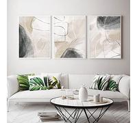 CPGG Canvas Wall Art Set of 3 Beige Black Grey Canvas Paintings Abstract Watercolor Posters and Prints Modern Minimalist Wall Art Pictures Living Room Decor-40x50cm Unframed