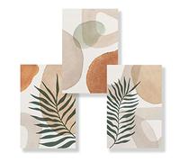 CPGG Set of 3 Abstract Geometric Warm Neutral Leaves Posters Minimalist Wall Art Canvas Painting Print Picture Living Room Interior Bedroom Decor-30 * 40cm (Unframed)
