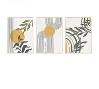 CPGG Set of 3 Mid Century Art Poster Abstract Boho Leaves And Sun Canvas Painting Modern Line Art Print Gallery Wall Picture Home Room Decor-30 * 50cm (Unframed)