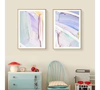 CPGG Wall Pictures Set of 2 Pastel Abstract Poster Purple Watercolor Canvas Painting Art Print Scandinavian Wall Picture for Living Room Home Decor-40x60cm Unframed